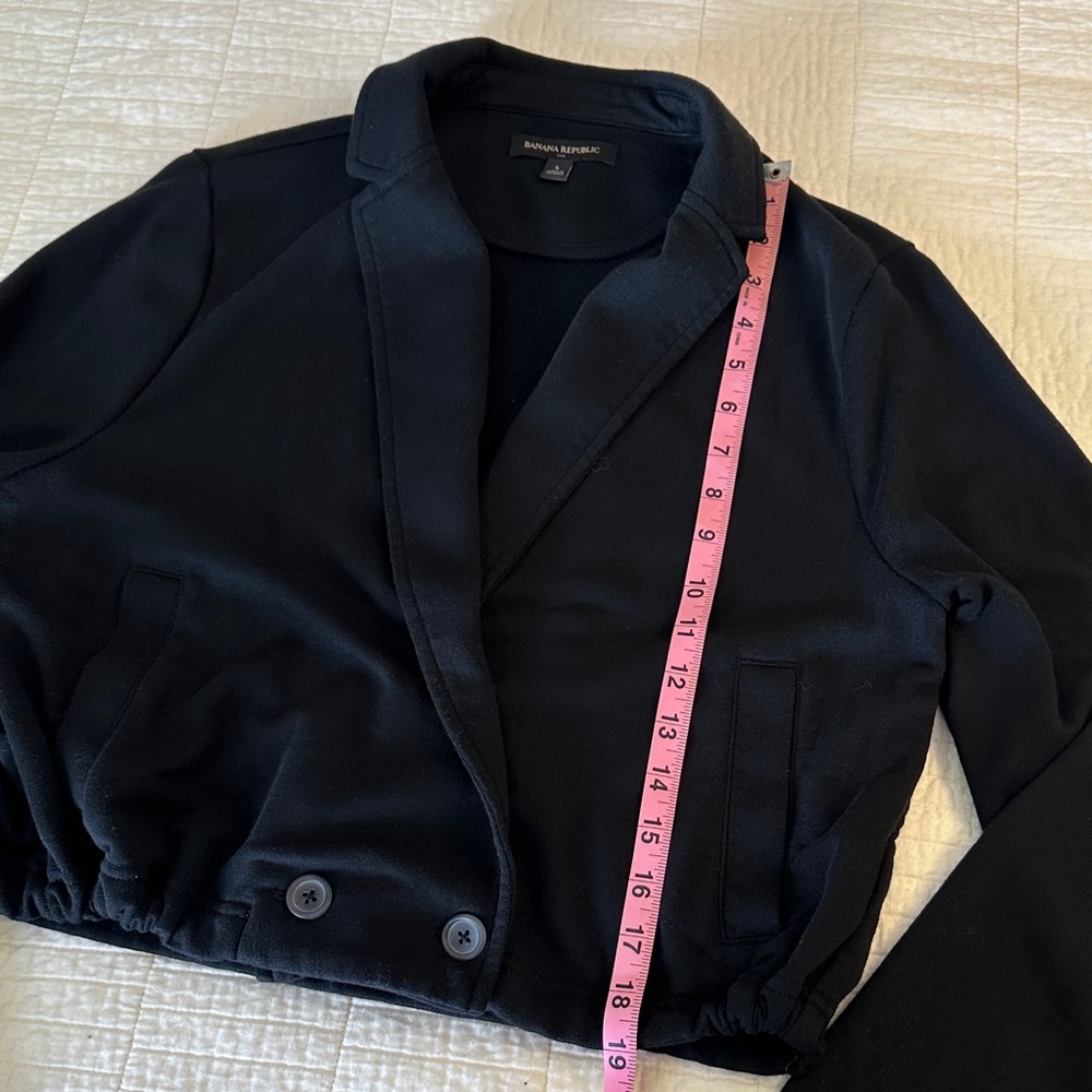 Minimalist Cropped Blazer Sweatshirt Black Athleisure Quiet Luxury Preppy Small - Picture 4 of 6